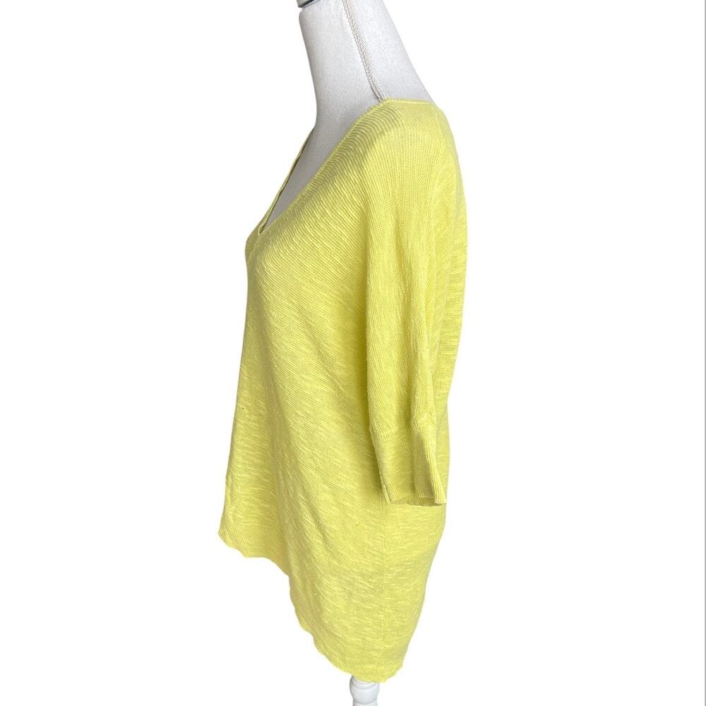 Eileen Fisher lime yellow Citron short Sleeve pullover sweater petite m summer - Picture 2 of 4